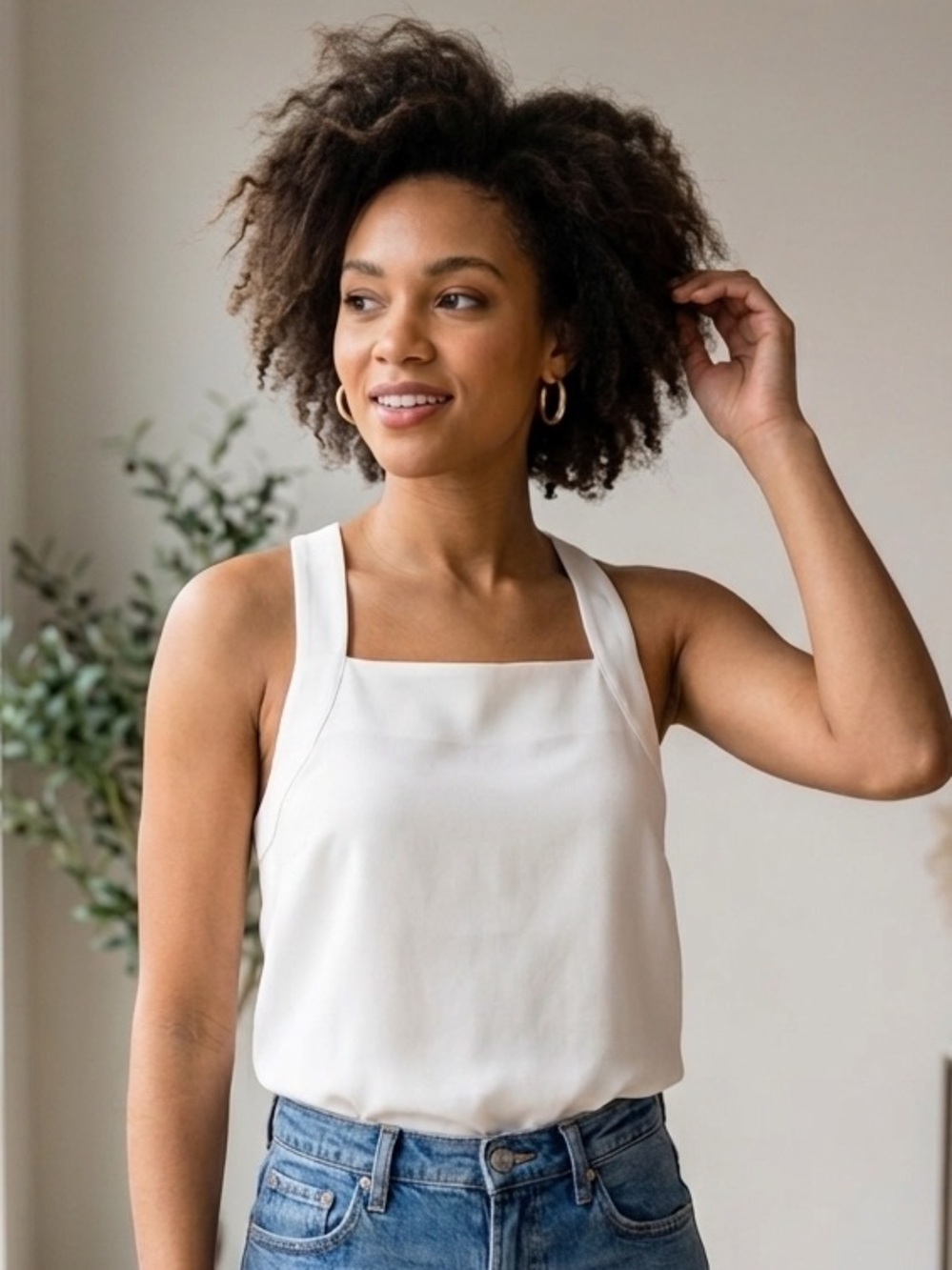 Ann Taylor Silk-Blend Cross-Back Tank Top white office date nights summer Size S